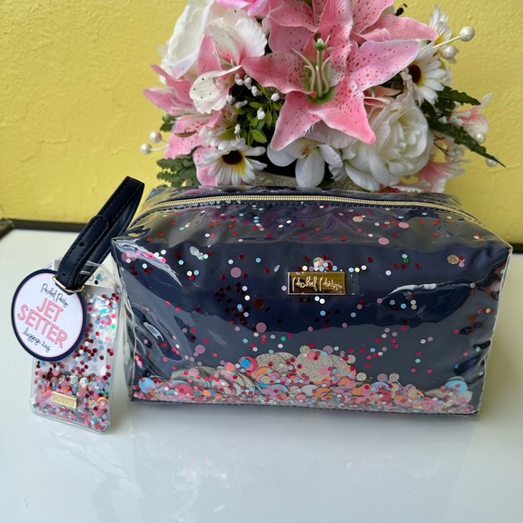 Packed Party Bags Packed Party The Essentials Vanity Bag In Navy Blue Confetti And Luggage